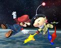Olimar e Mario in Super Smash Bros. Brawl.